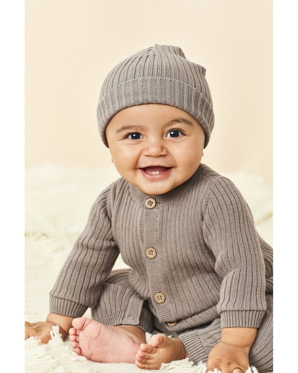Baby 2-Piece Sweater Jumpsuit & Cap Set
